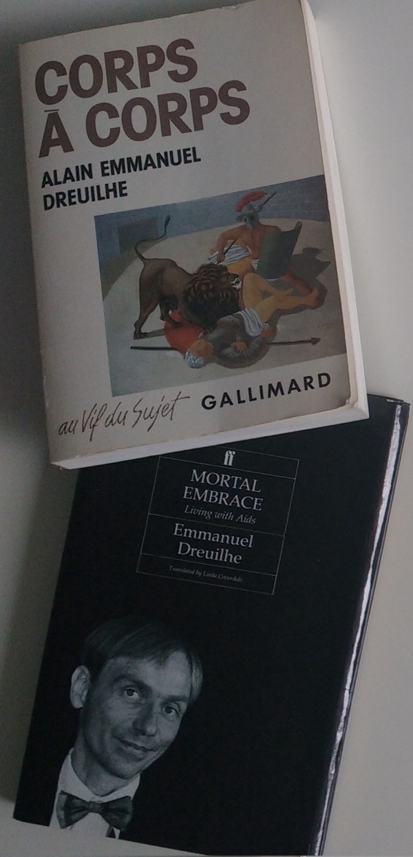 Front cover of Alain Emmanuel Dreuilhe’s book Coprs à corps, and the English translation entitled Mortal Embrace