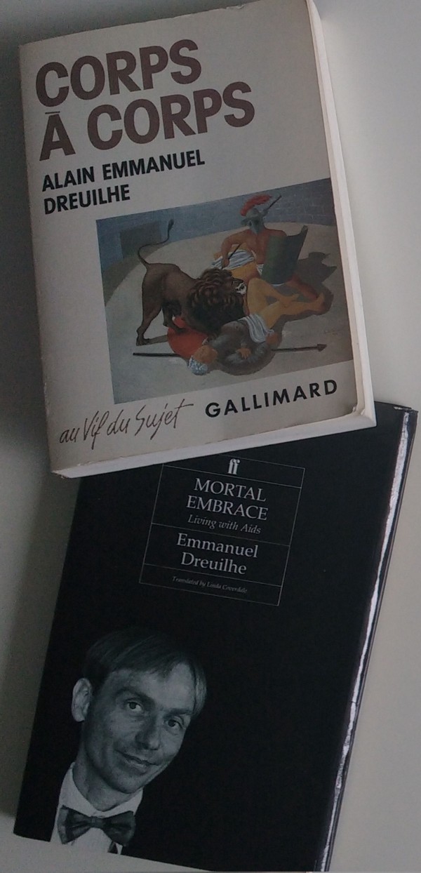 Front cover of Alain Emmanuel Dreuilhe’s book Coprs à corps, and the English translation entitled Mortal Embrace